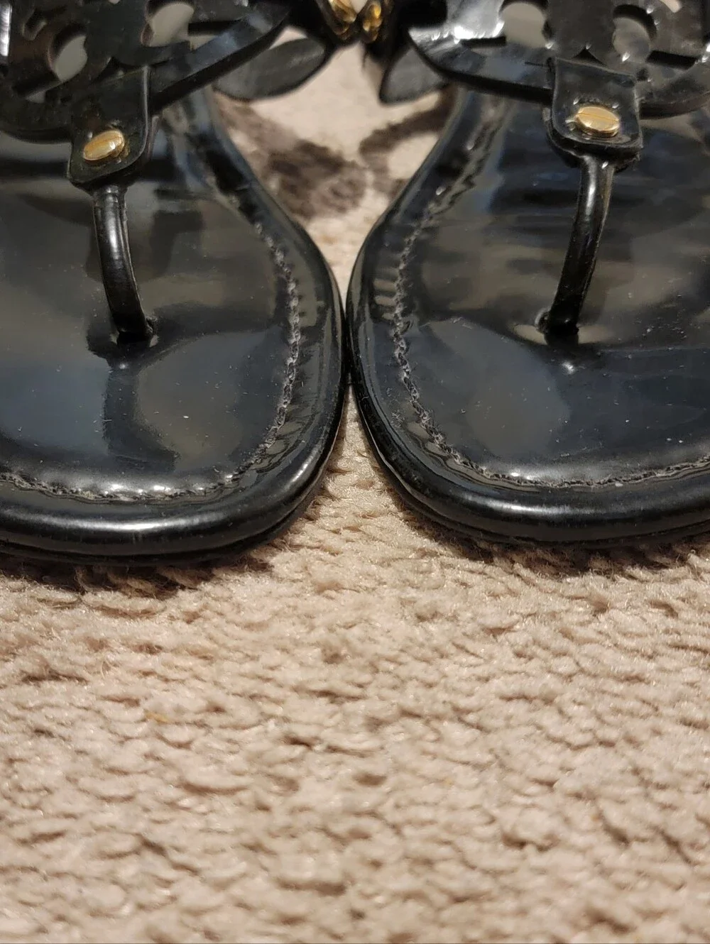Tory Burch Miller Black Patent Leather Sandals Size 11